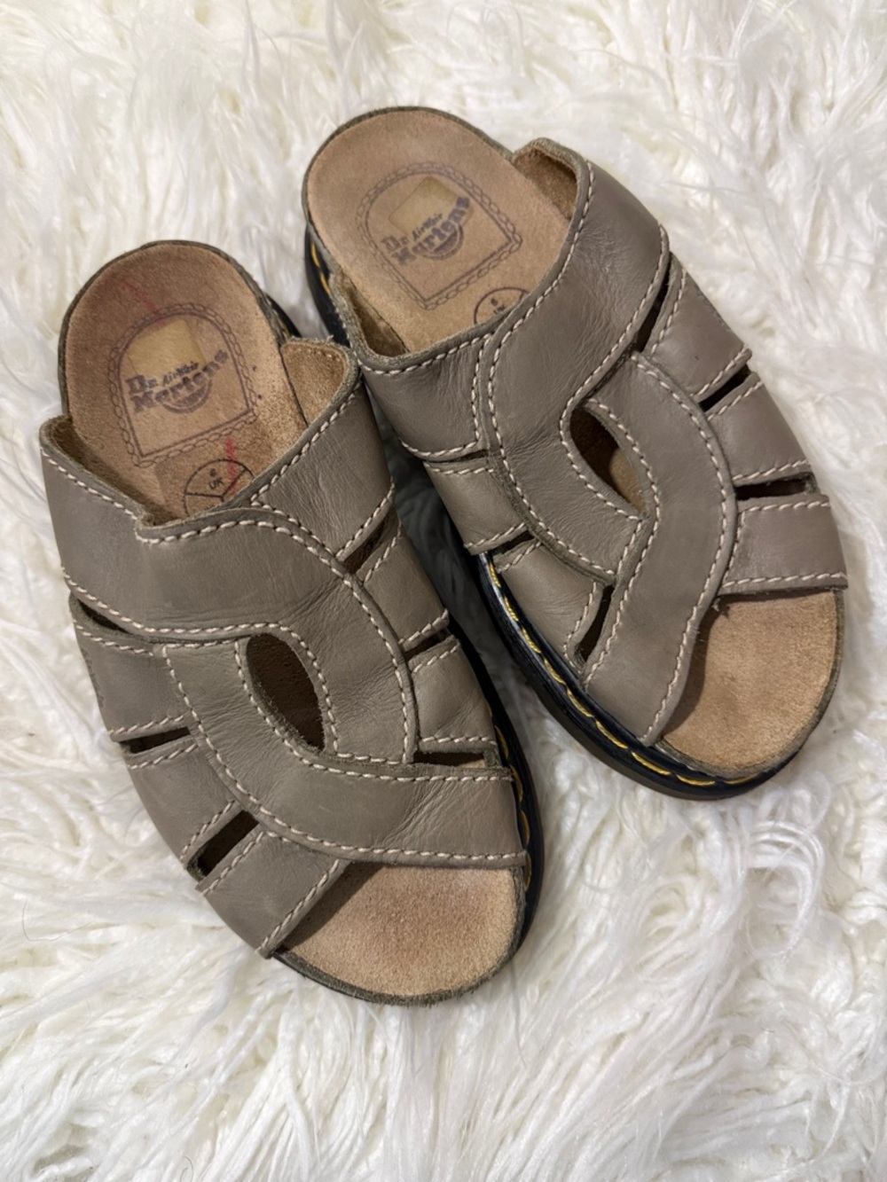 RARE Dr.Martens Leather Slide Sandals - Taupe uk 6 US 7